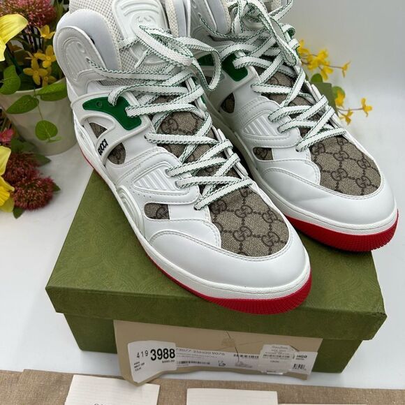 SOLD!!!! Men’s Gucci basket GG Supreme high top sneakers size 12 fits 13US - Picture 8 of 10
